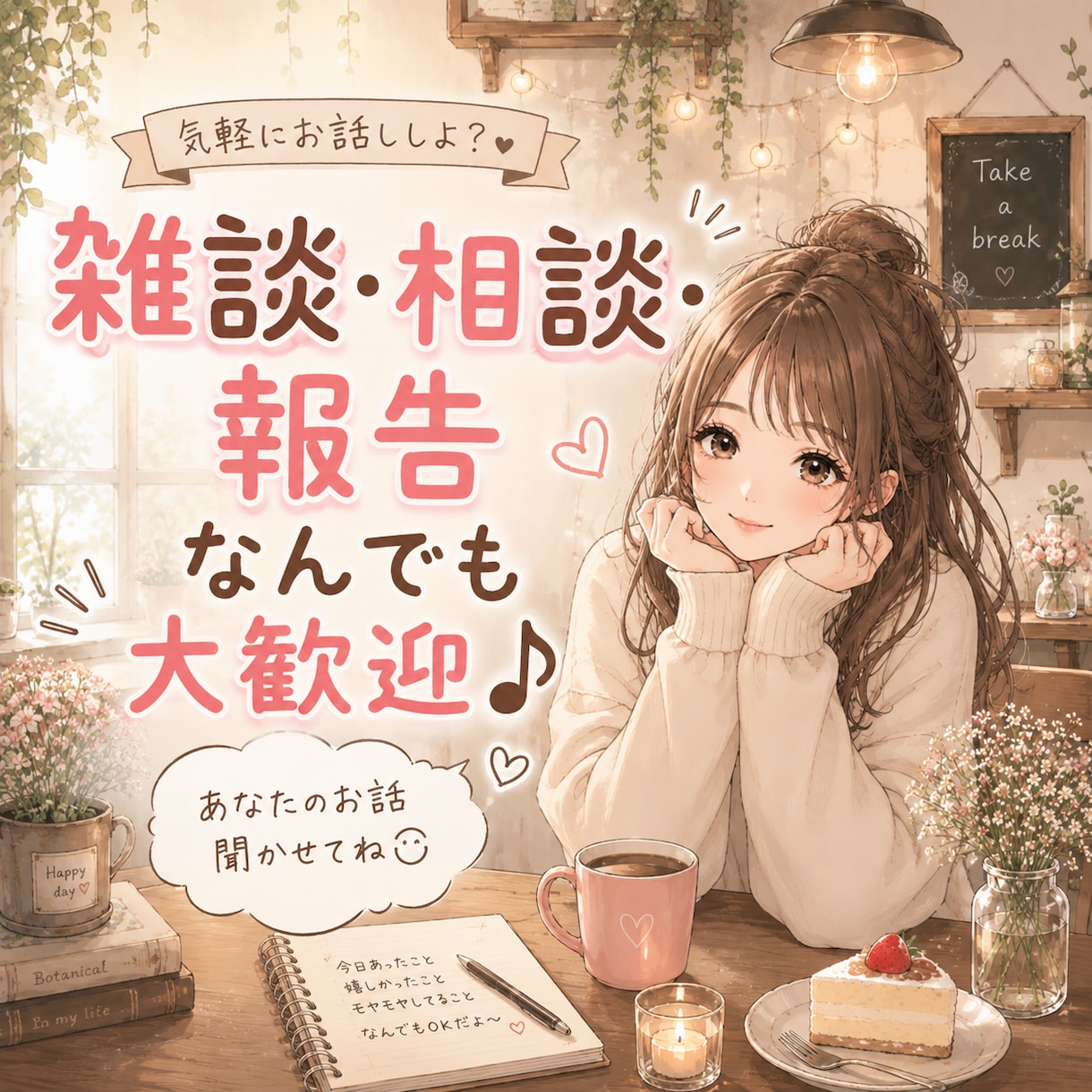 みんなのお話ききたい！気軽にお話ききます まったりリラックスできる時間を目指してます⭐︎ イメージ1