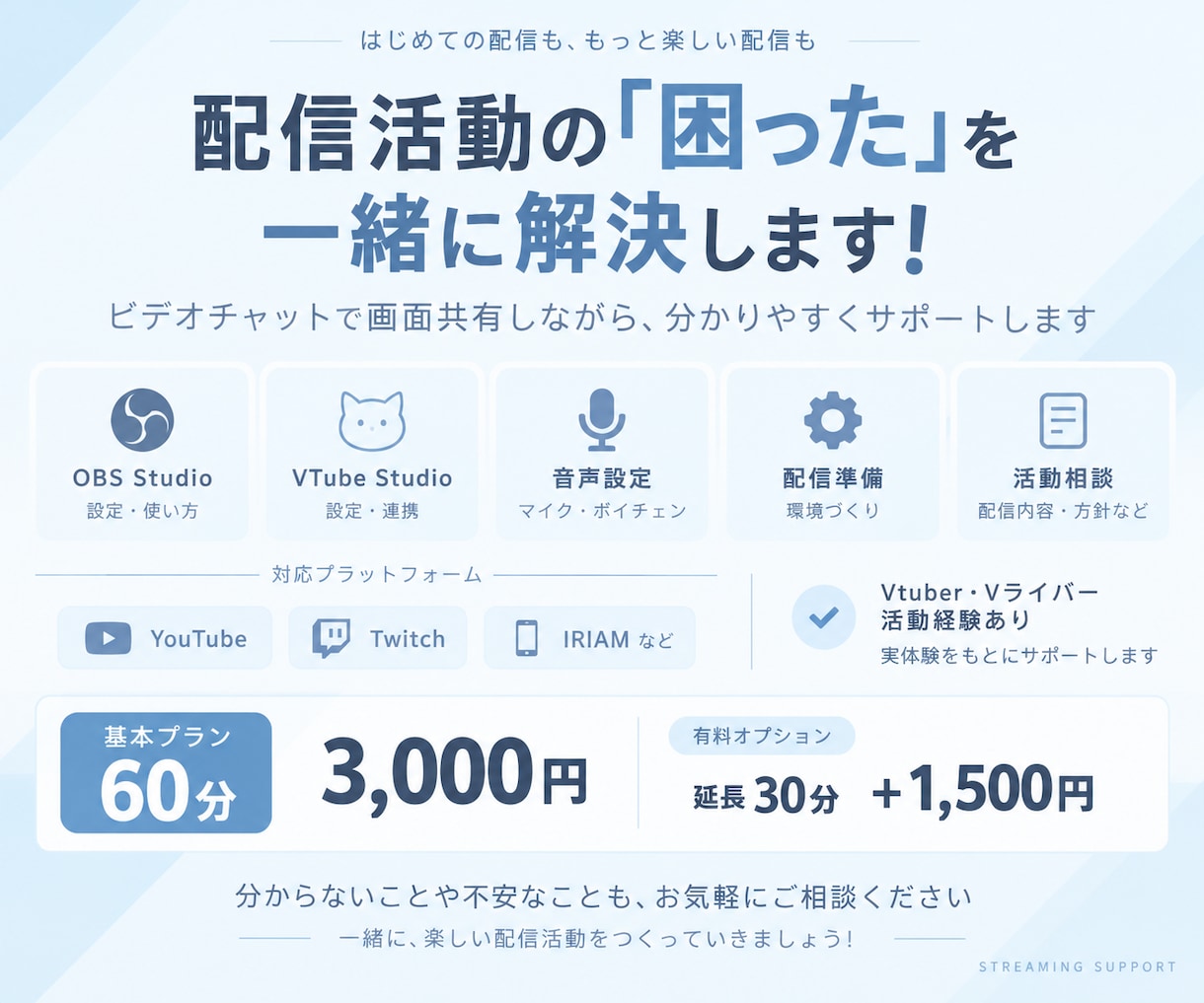 配信活動のお悩みを一緒に解決します 配信活動を、ゆるっとお手伝いします！ イメージ1