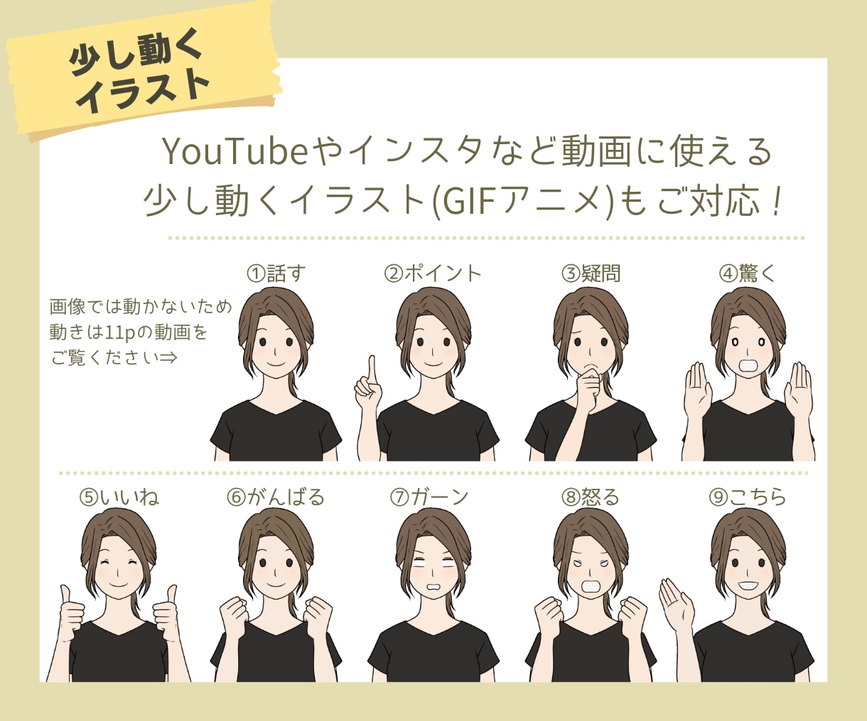 X/インスタ/ブログに使えるSNSアイコン描きます YouTubeの挿絵にも使える表情イラストやGIFアニメも♪ イメージ9