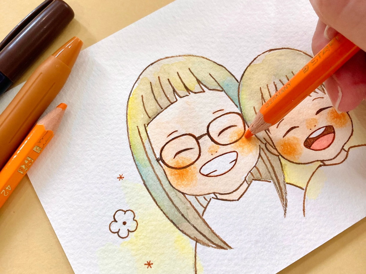 ニッコリ似顔絵描きます 心あたたまる似顔絵で大切な記念日を笑顔に♡お手頃価格♡ イメージ2