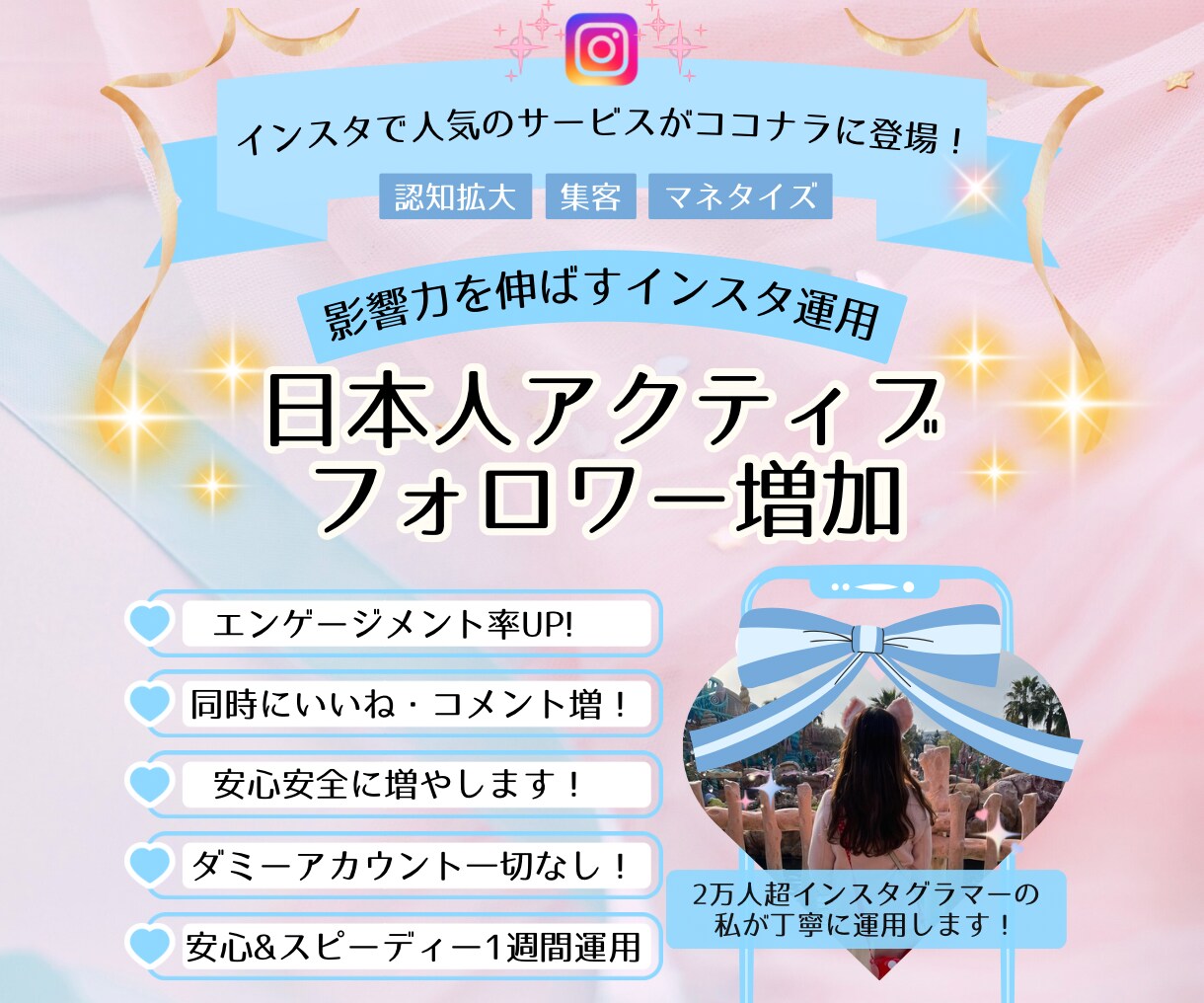 インスタ日本人フォロワー増加します 良質なアクティブフォロワー、いいねも増えます イメージ1