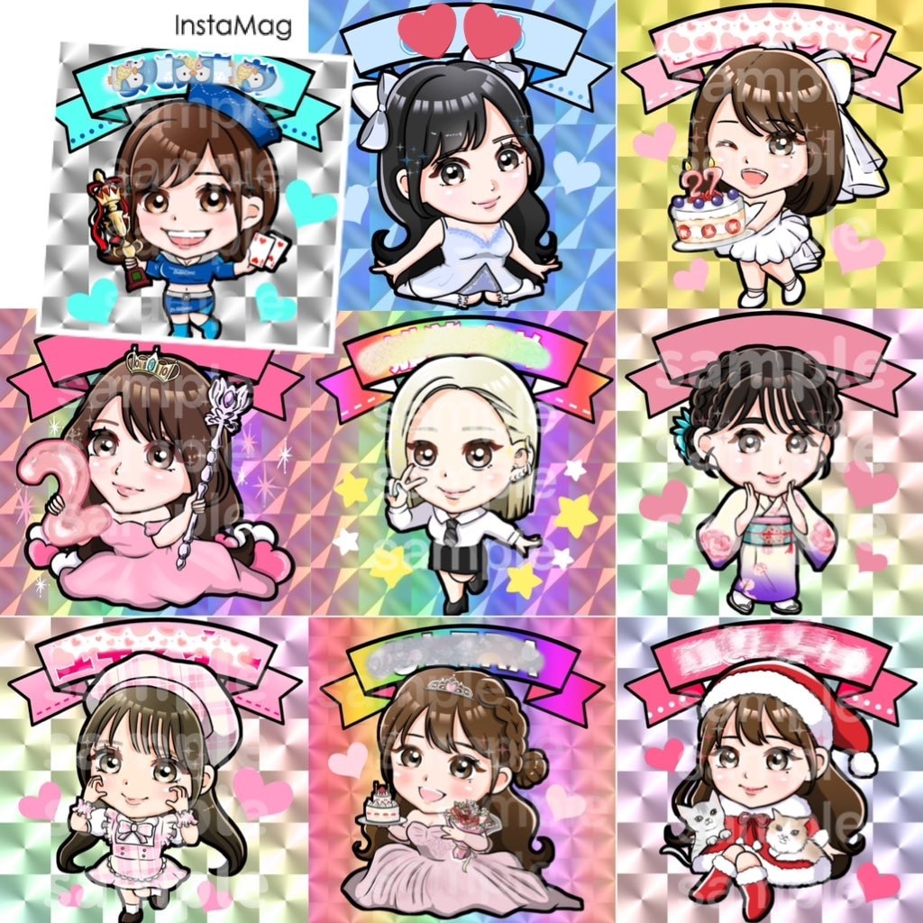 可愛いビックリマンシール風イラスト描きます ★SNSアイコン★プレゼント★名刺用★にぴったりです♪ イメージ3