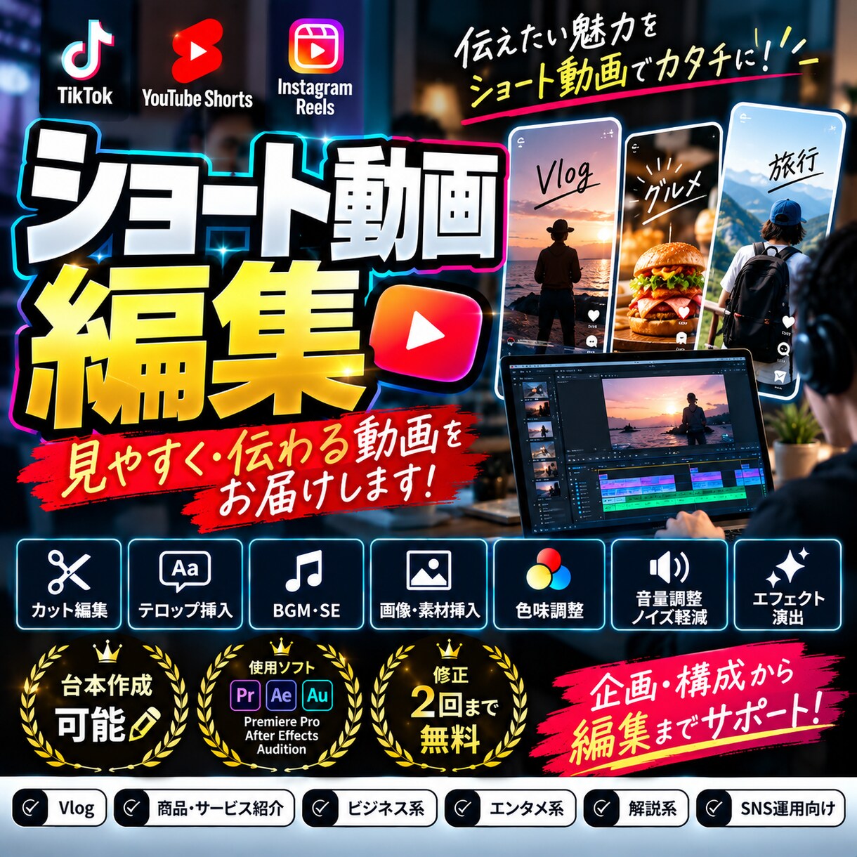 TikTok・リール・ショート動画を編集します 【ショート動画編集お任せ下さい！】 イメージ1