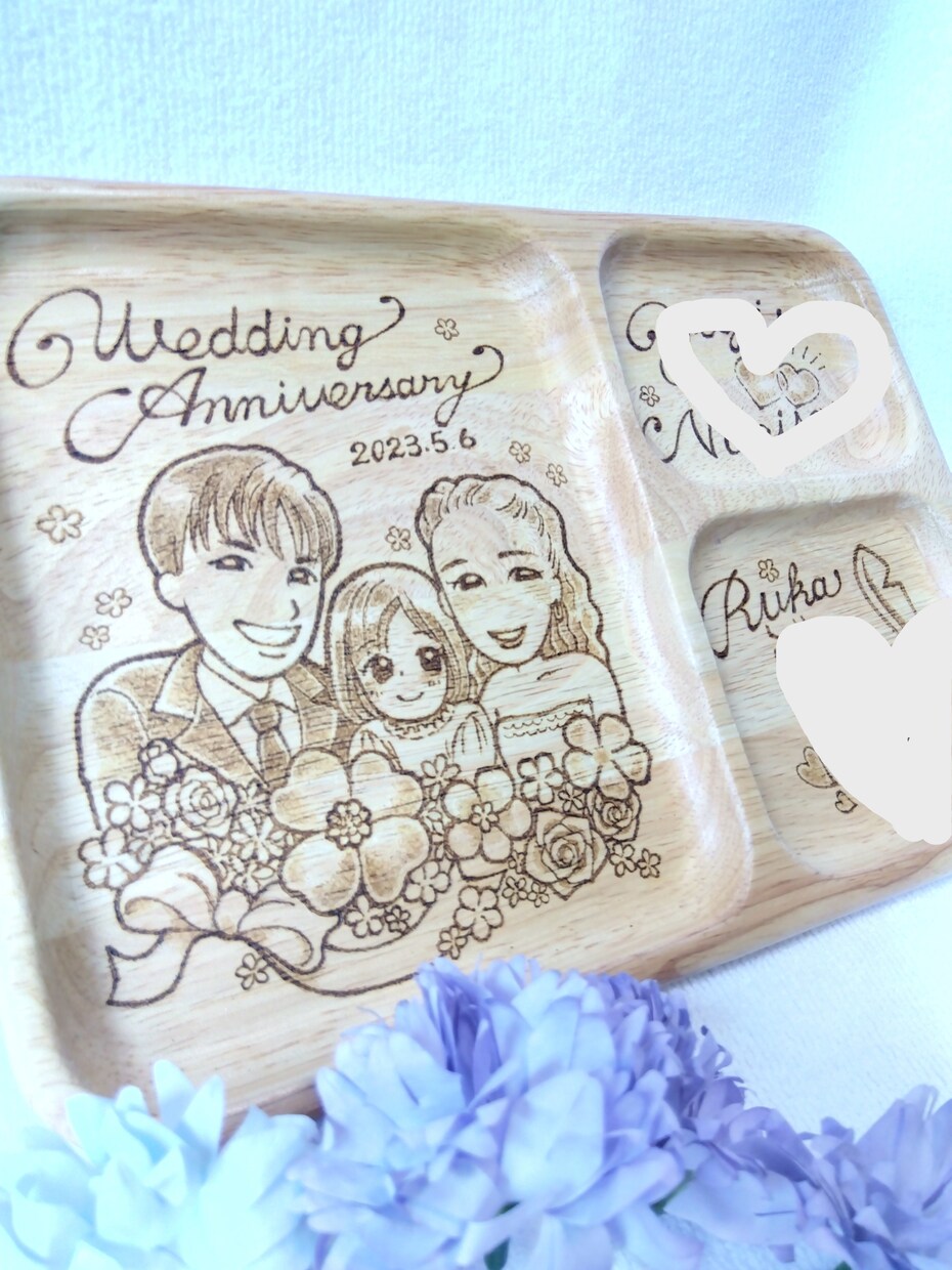 電熱ペンで結婚祝いの似顔絵プレート作ります ウッドバーニングで二人の似顔絵プレートでお祝いを！ イメージ10