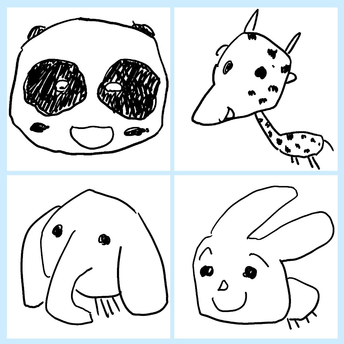 小さいお子さんが動物を書いたような似顔絵描きます ペットなどのイラスト、アイコンや名刺などに、文字無料 イメージ3