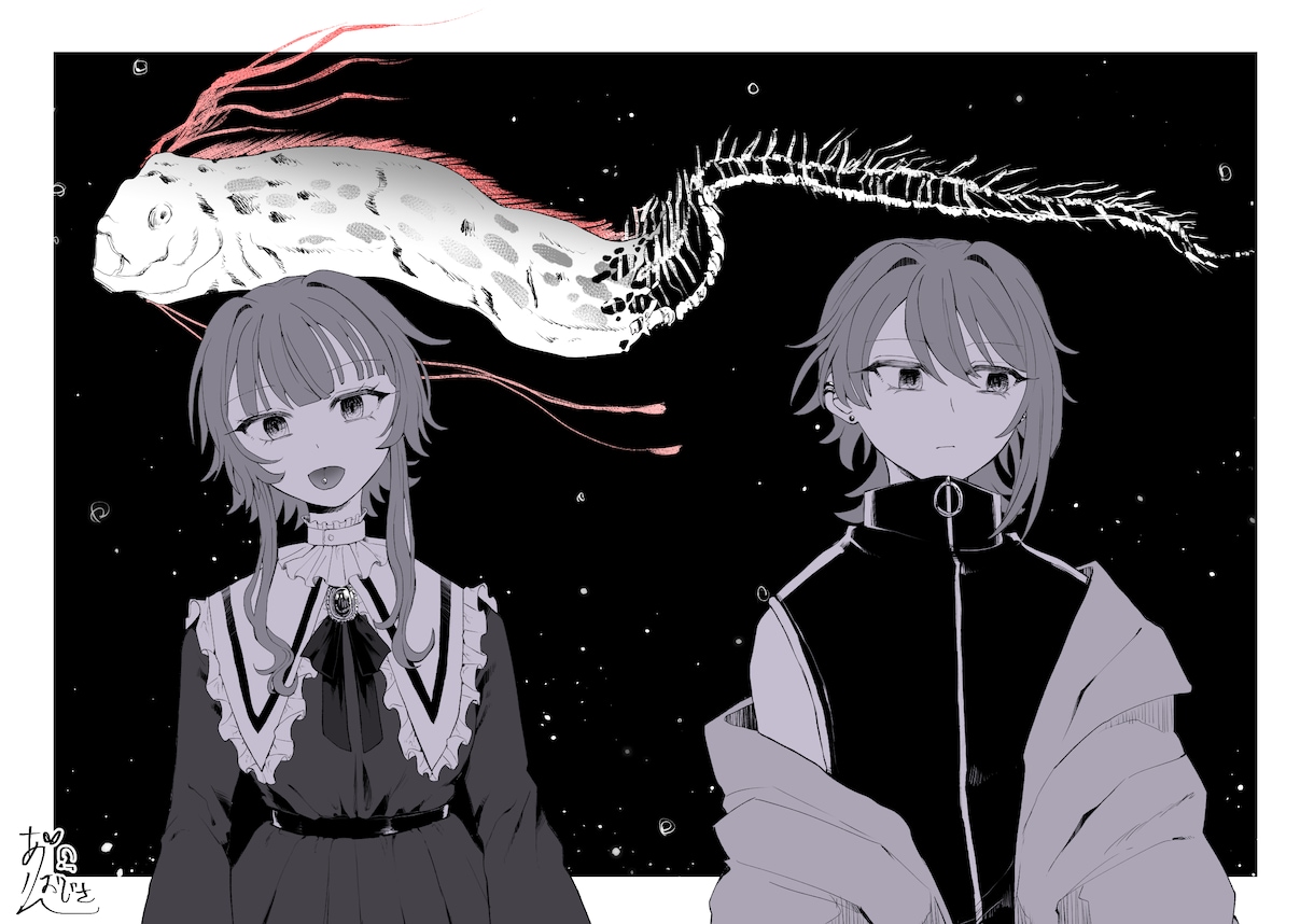 モノクロ+単色カラーのイラストを描きます サムネ・アイコン等で使えるモノクロ+単色カラーイラスト イメージ2
