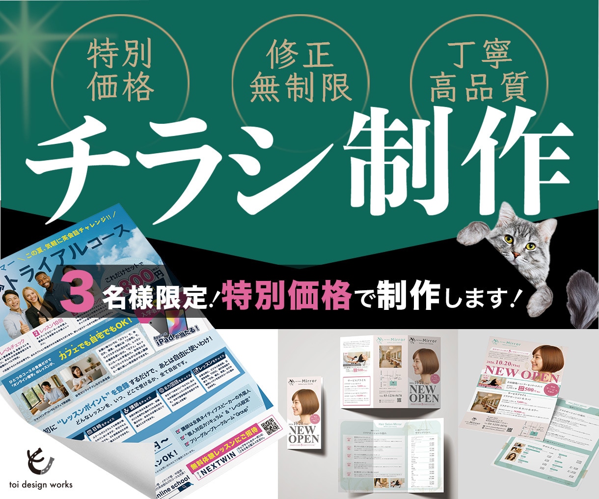先着3名様限定！チラシを片面6500円で制作します ターゲットに合わせた目的が伝わるデザインを目指します！ イメージ1