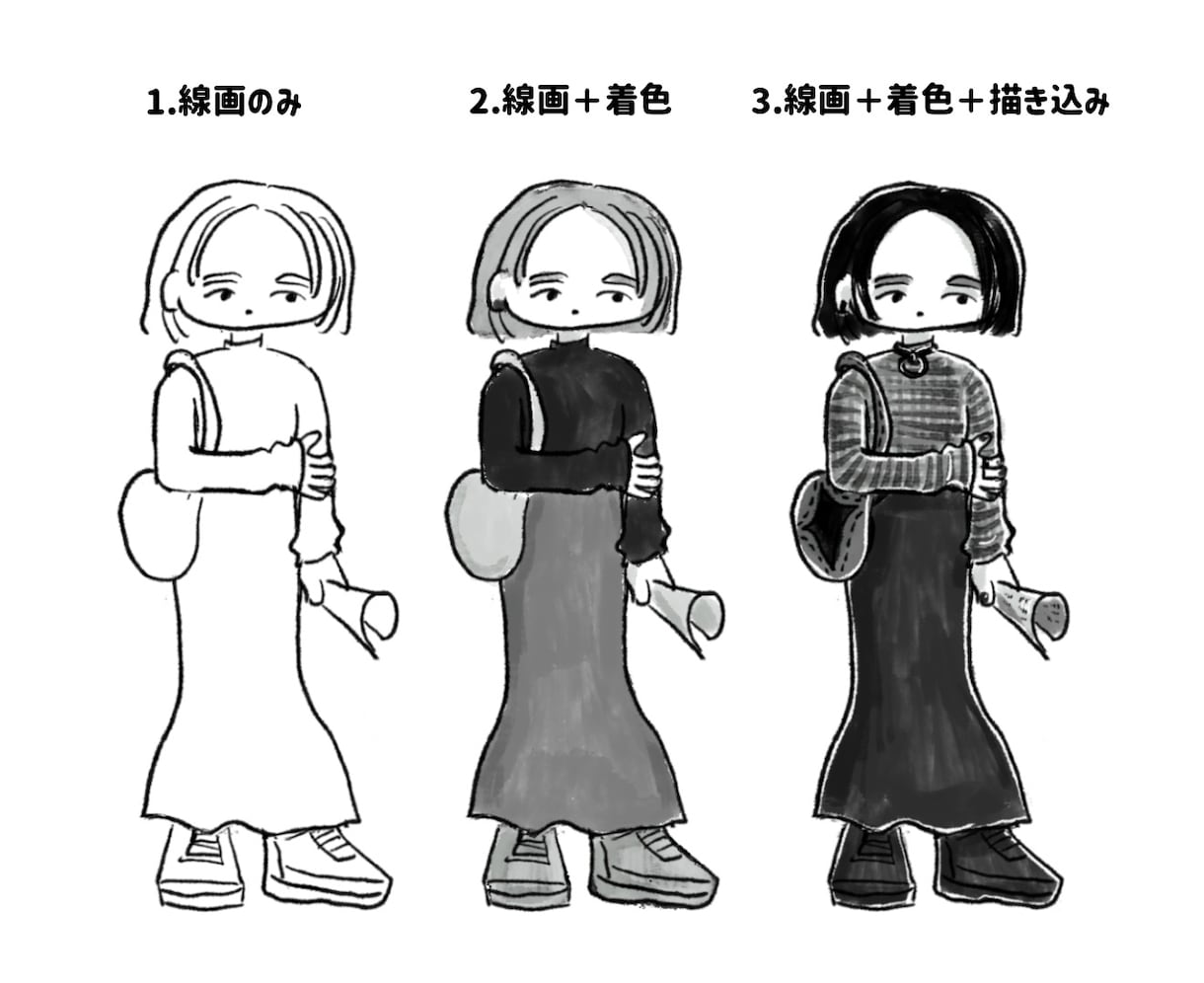 商用OK!シンプルでかわいい人物イラストを描きます アナログ風のやさしいタッチであなただけのイラストを作成します イメージ2