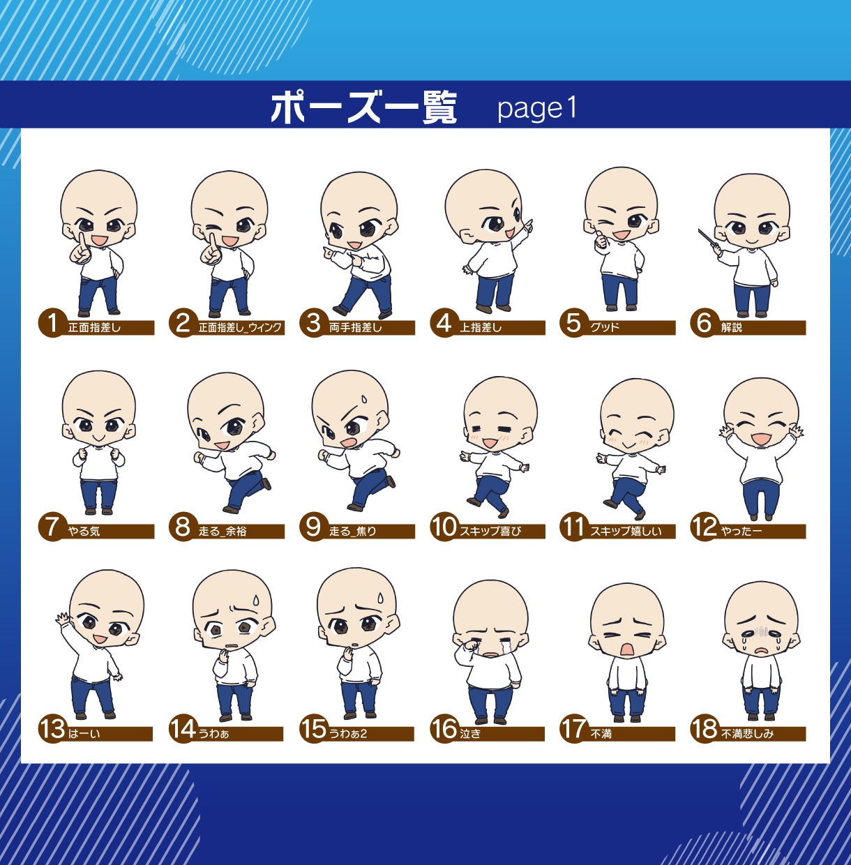SNSに使いやすい全身ちびキャラセット描きます 商用可！インスタ、YOUTUBEなどSNSスタートにおすすめ イメージ5