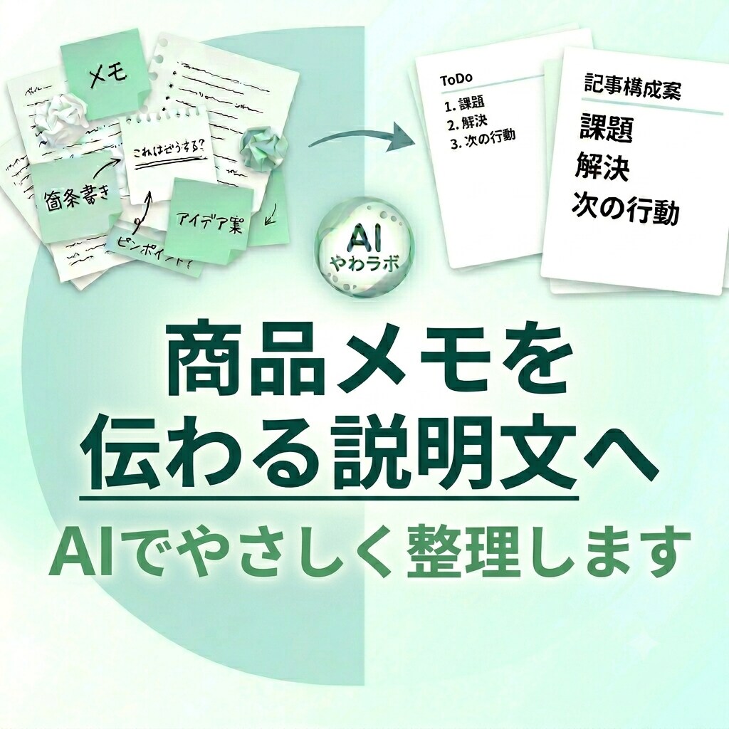 商品説明文をやさしく伝わる文章に整えます メモや箇条書きから紹介文を作成します イメージ1