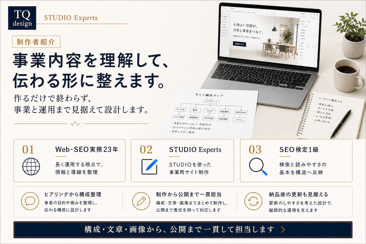 studioで事業用ホームページを作成します 文章も写真も不要｜エキスパートに丸投げ、5万円で公開まで イメージ12
