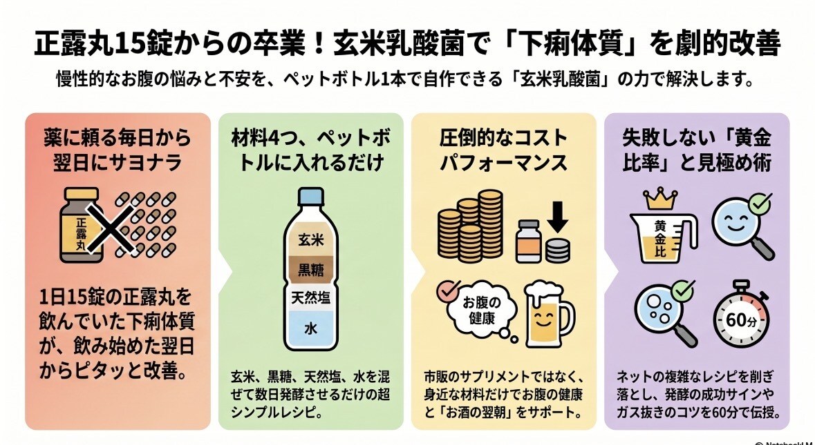 正露丸15錠の僕が翌日手放した！玄米乳酸菌講座ます 毎日１５錠飲んでいた薬を卒業！一番失敗しない黄金レシピを伝授 イメージ3