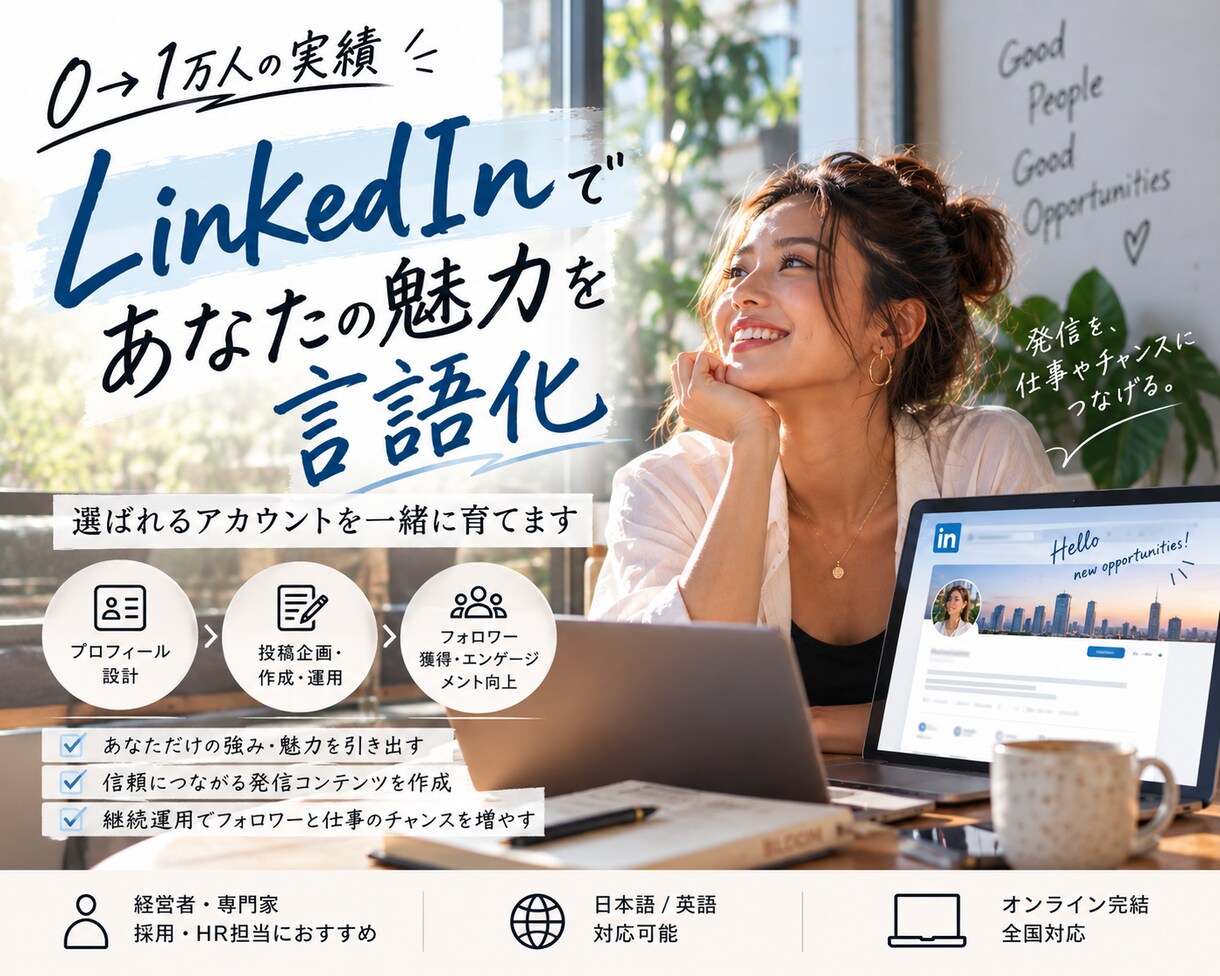 LinkedIn０→1万人実績 l 運用代行します 強み魅力を引き出し信頼につながるLinkedIn発信サポート イメージ1
