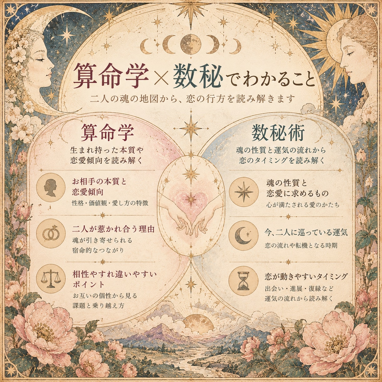 恋愛占い♡算命学×数秘で魂のご縁と恋展開を鑑定ます 復縁・片思い・複雑愛♡お相手の本心をリーディングします イメージ3