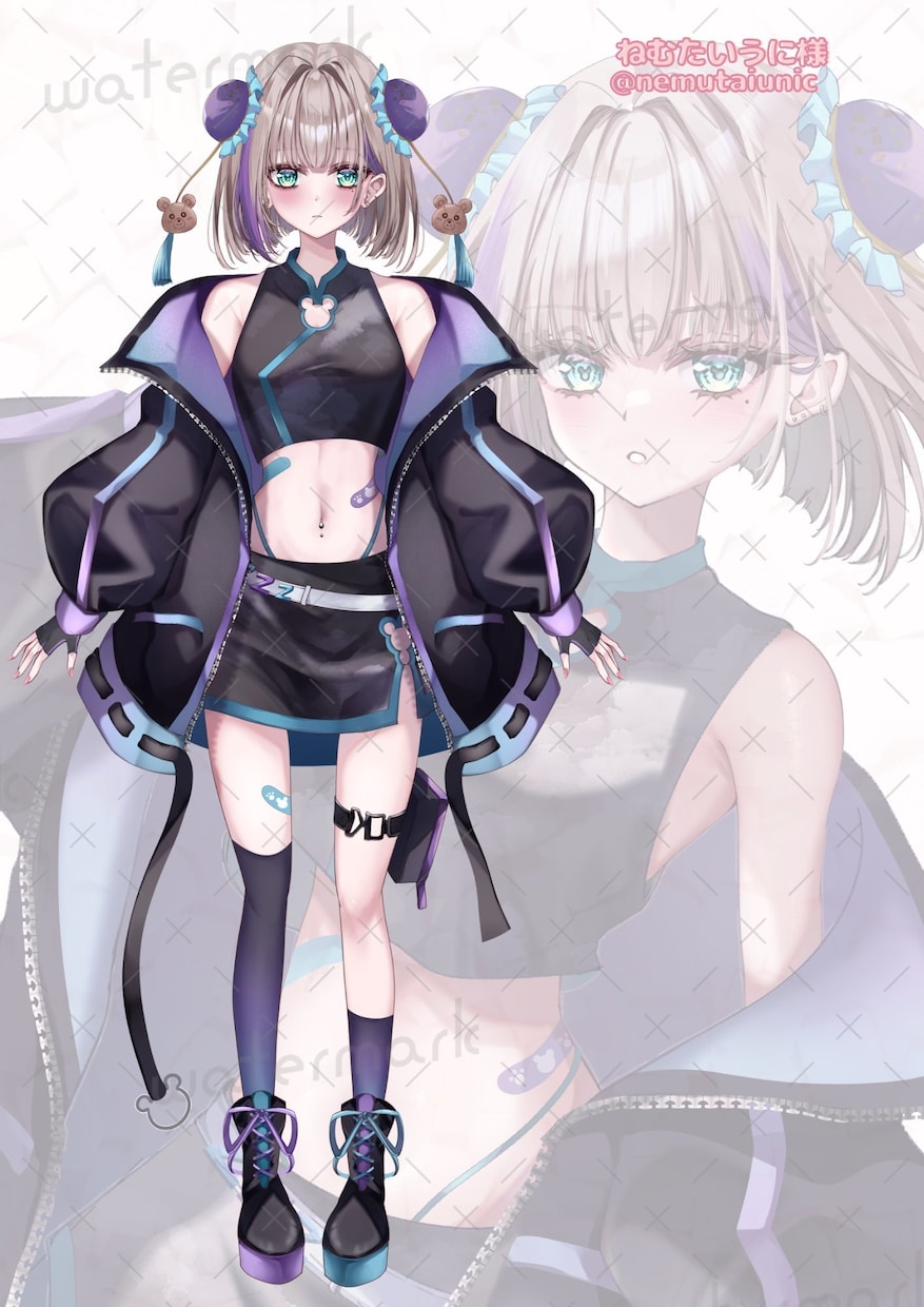 かわいい！高クオリティ立ち絵3点セットお届けします パーツ分け立ち絵＋三面図＋キービジュアアルの3点セットです イメージ2