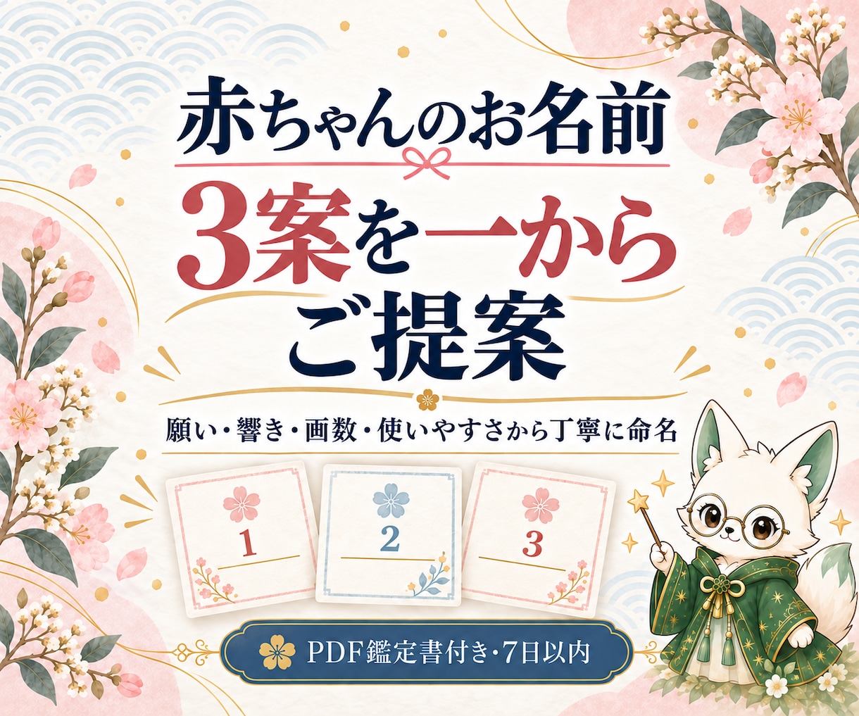 赤ちゃんのお名前を一から3案ご提案します 候補がなくても安心。願い・響き・画数から丁寧に命名 イメージ1