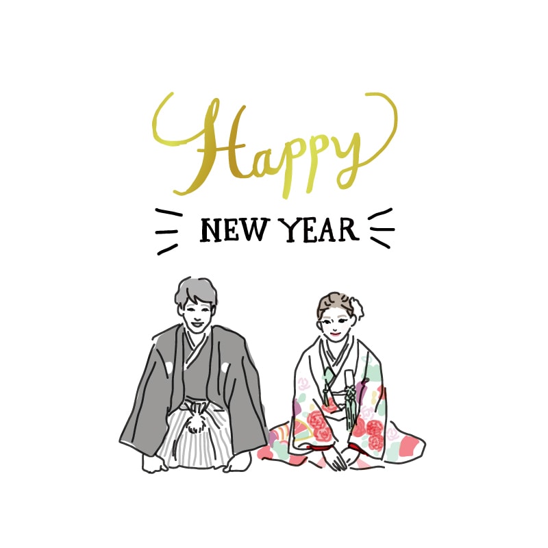 新婚さまやカップルのシンプルなイラストを描きます スッキリしたウエルカムボードや年賀状を作りたい方に イメージ7