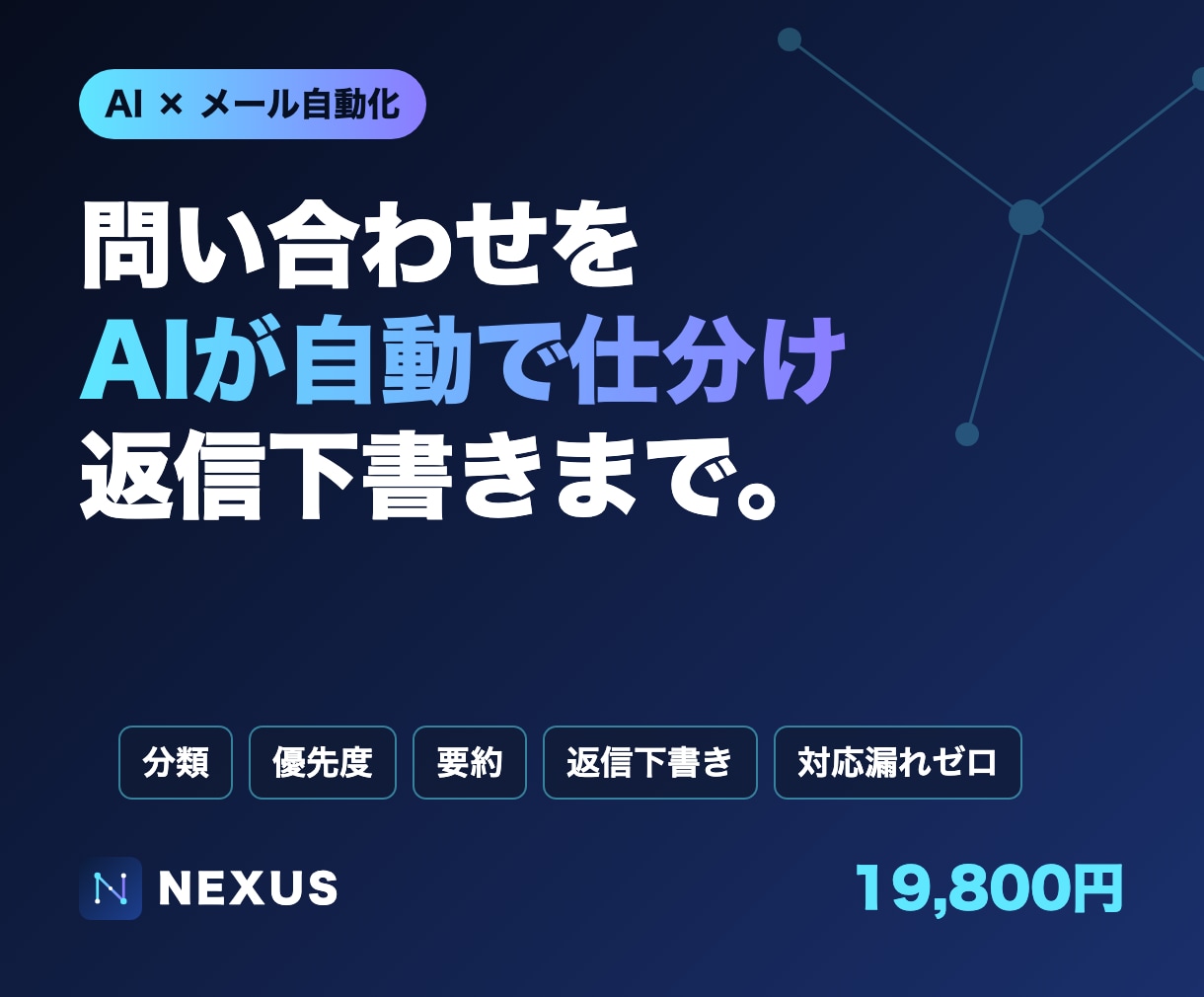 問い合わせメールをAIで自動仕分けします Gmail×AIで対応漏れゼロ｜月額ツール費なし イメージ1