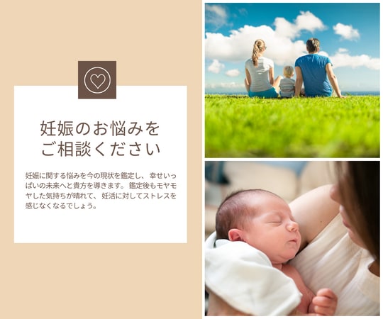 妊娠・子宝占い！時期や性別、人数、何でも鑑定します ボリューム鑑定！不妊・妊活でお悩みの方はご相談ください。 イメージ2