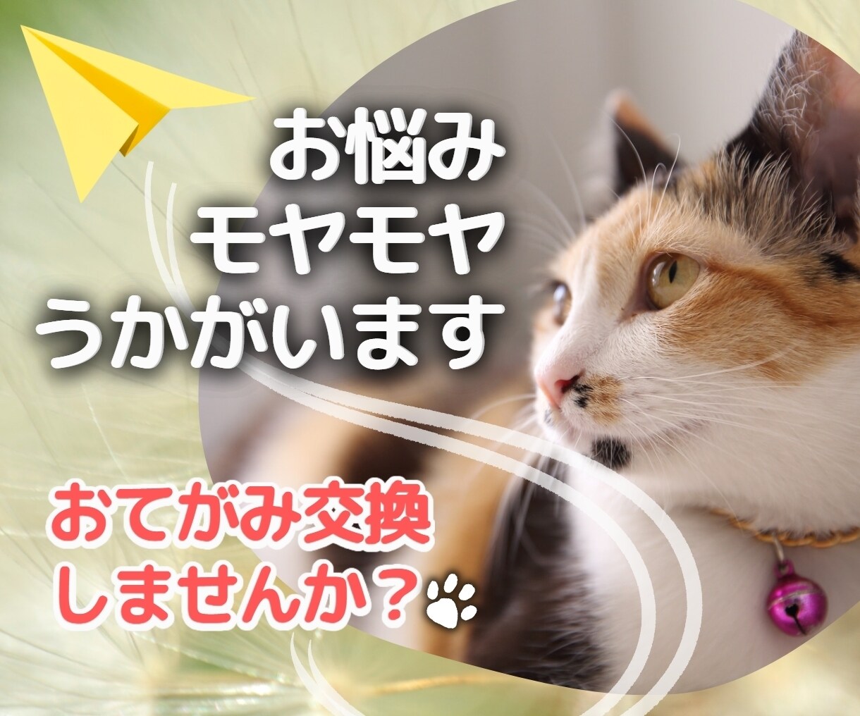 笑顔のあなたと会ったのはいつ？再会！お手伝いします 電話は苦手？大丈夫！お手紙交換で心のモヤモヤうかがいます。 イメージ2