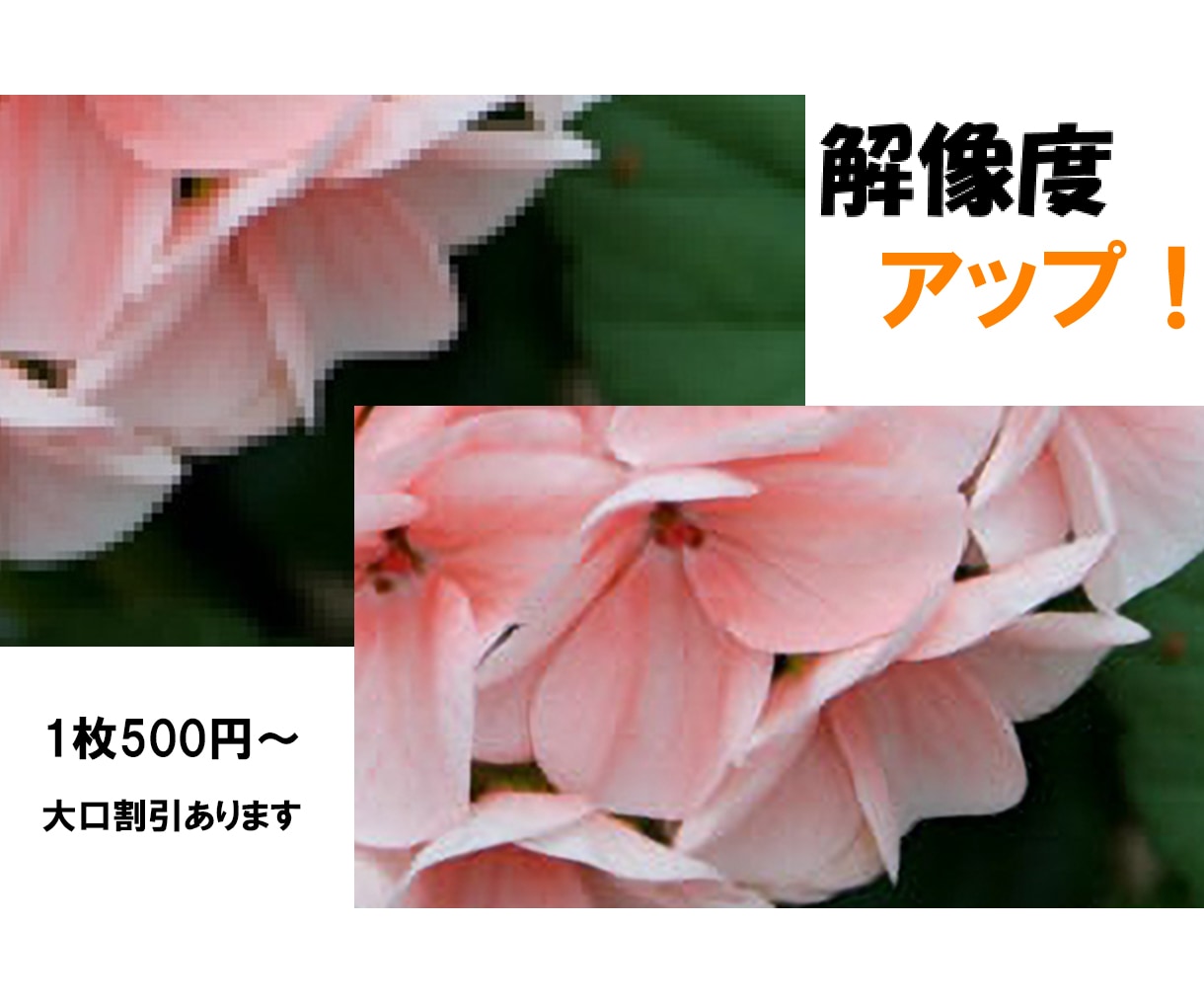 写真の解像度を上げます ギザギザ低解像度の写真もAI処理でなめらかに！ イメージ1