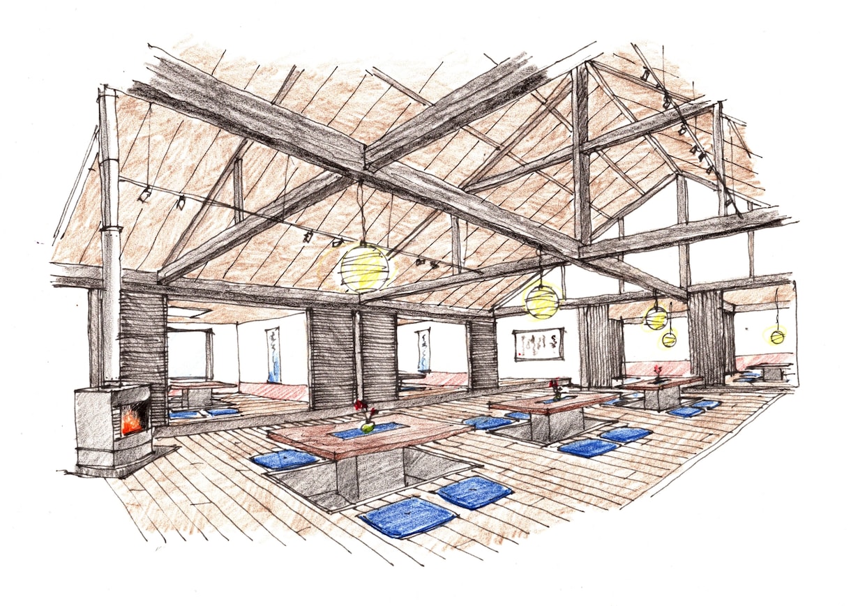 イメージスケッチを制作致します 手描きで建築、インテリア、イベントパースを描きます。 イメージ7