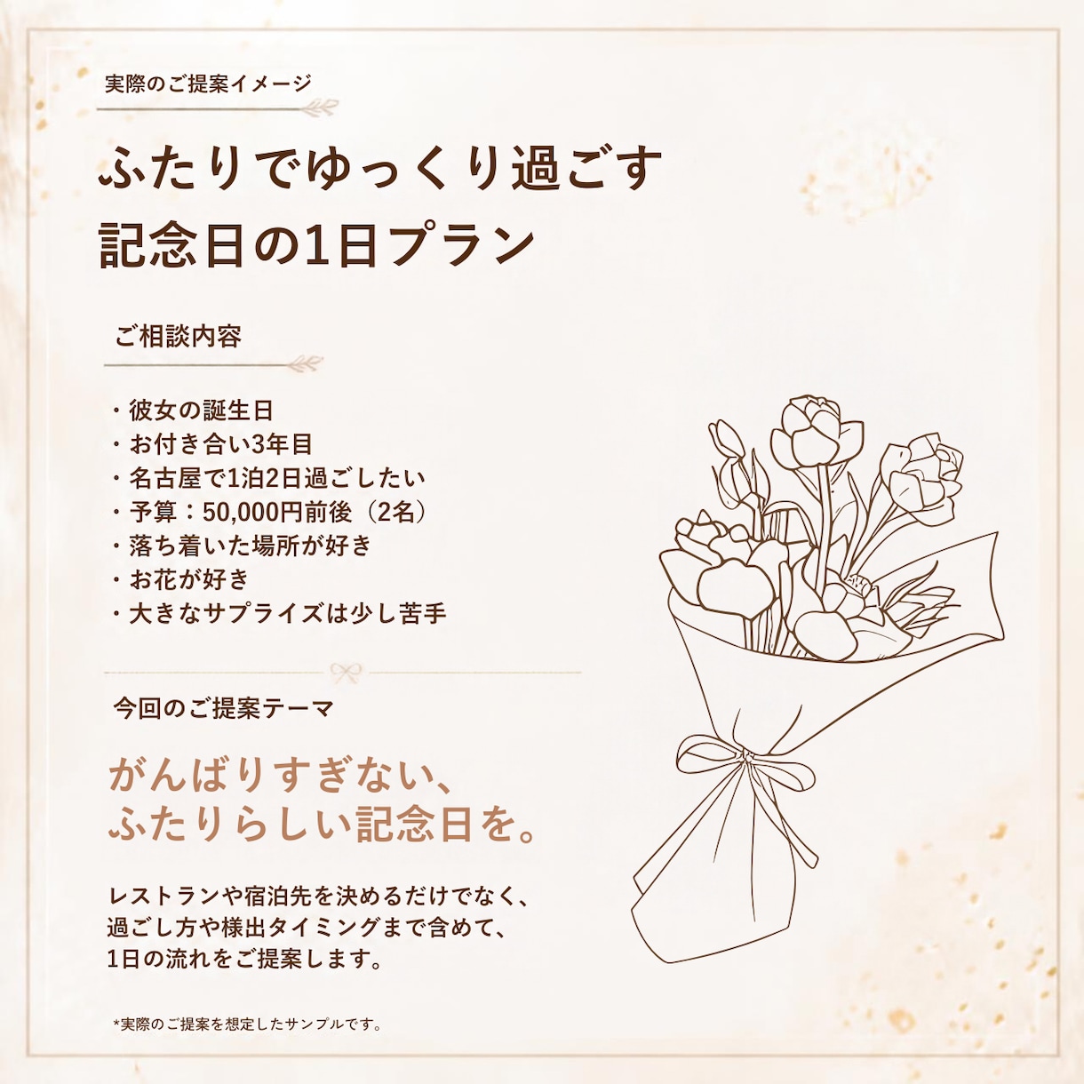 何したらいい？から記念日の1日を一緒に考えます 現役ホテルコンシェルジュ、元ウエディングプランナー イメージ3