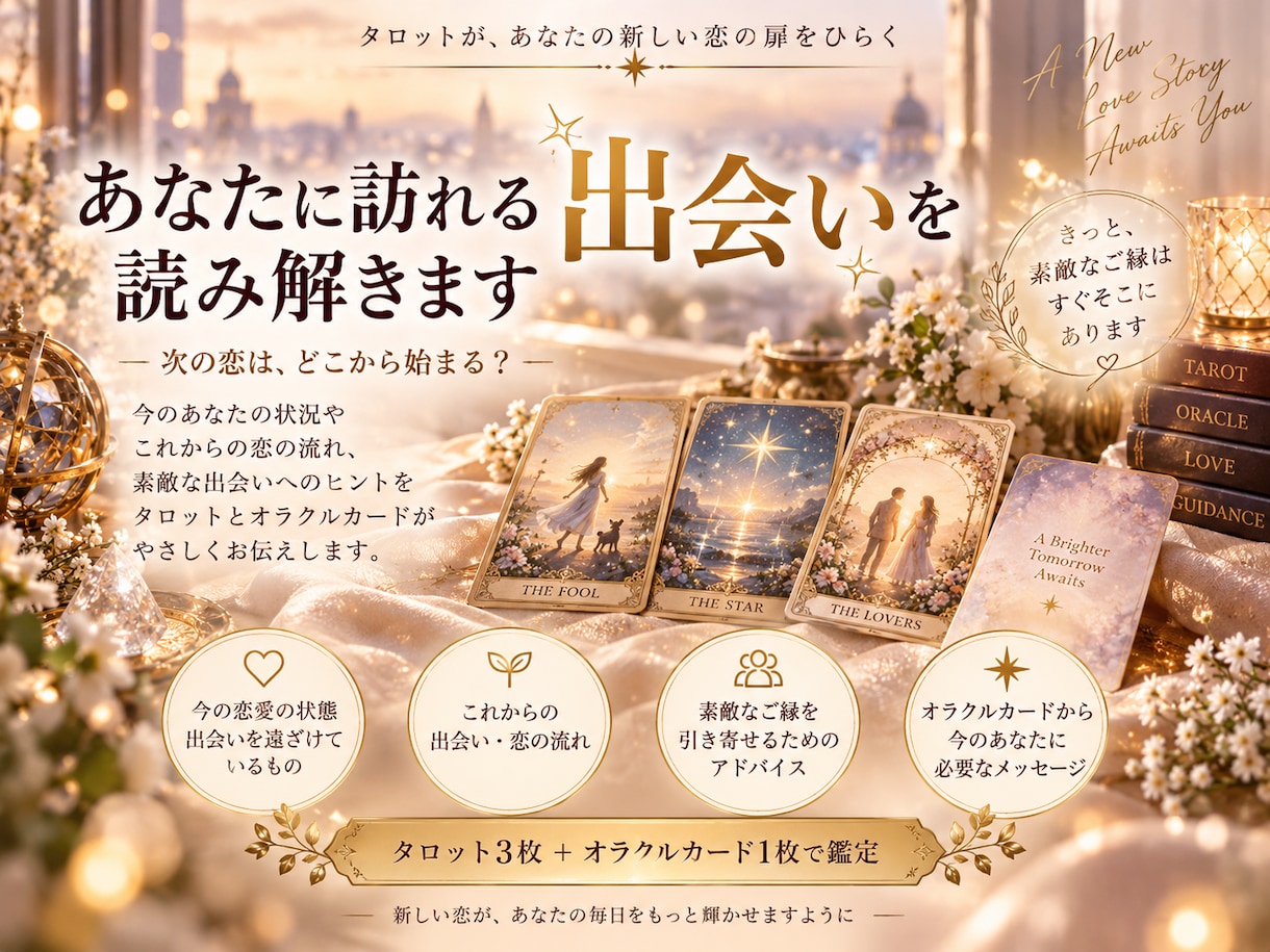 あなたに訪れる出会いをタロットで読み解きます これからの恋の流れと素敵な出会いへのヒントをお伝えします イメージ1
