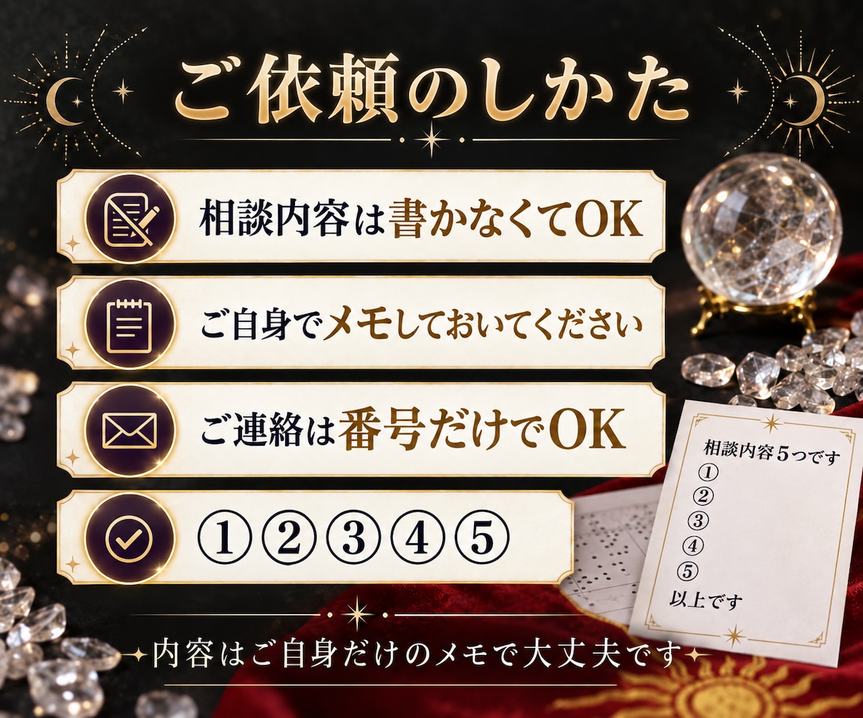 5つ！YES.NOとキーワードだけお届けします ジオマンシーで読み解き無し。相談内容いりません。 イメージ4