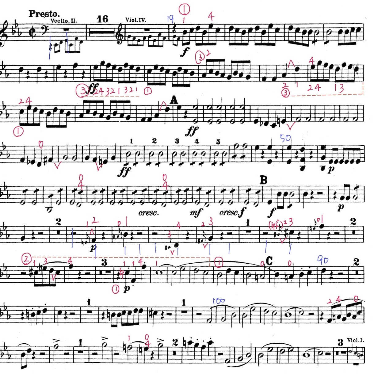 オーケストラ曲【バイオリン指番号】書込みします オーケストラ・弦楽合奏曲の書込み イメージ1