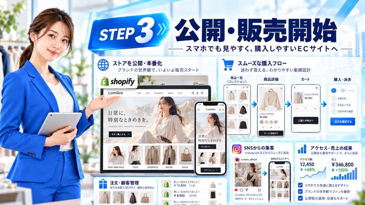 トレンド感あるShopify店舗を構築します アパレルブランド向けに売れる導線まで整えます イメージ3