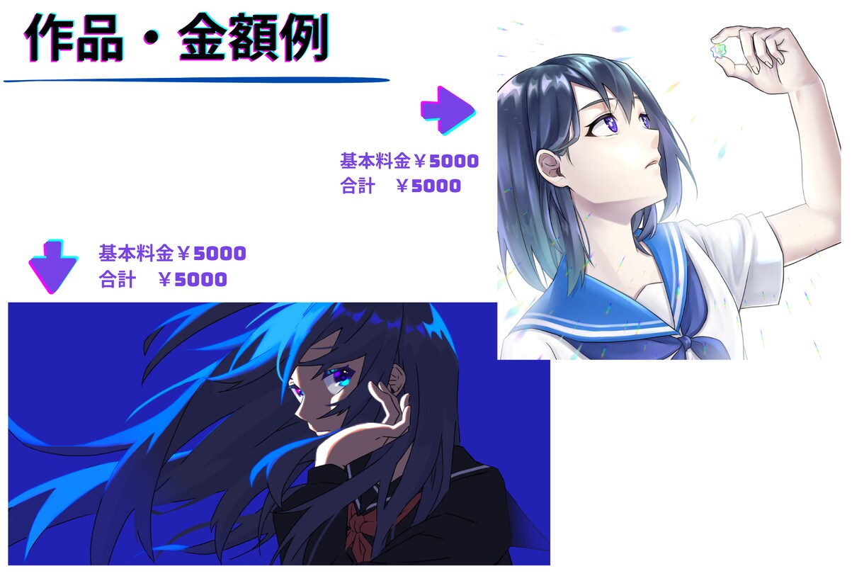 サムネ/グッズ/V活動 向けキャライラスト描きます あなたのかっこかわいい女の子、かっこいい男の子描かせて下さい イメージ2