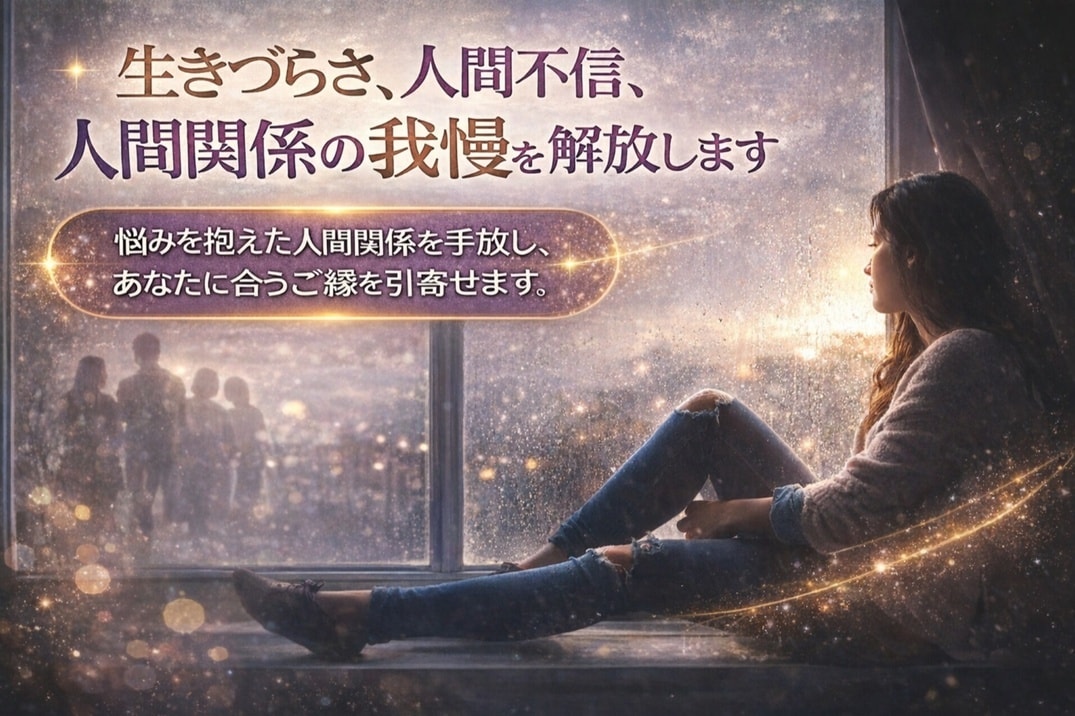 生きづらさ、人間不信、人間関係の我慢を解放します 悩んでいる人間関係を整理し、あなたの望むご縁の引寄せます。 イメージ1