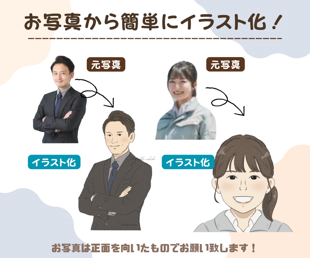 アイコンや席次表におすすめの似顔絵をお描きします 席次表・名刺・プロフィールに！まとめ依頼も対応 イメージ3