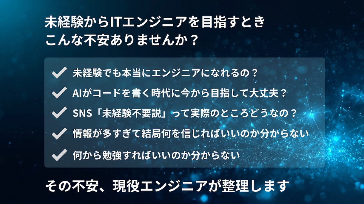 未経験→ITエンジニア転職の不安を解消します 激動のAI時代でもITエンジニアを目指したいあなたへ イメージ2