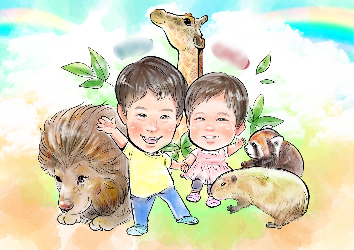 あなたの想いにぴったりの似顔絵をご提案いたします 大切な想いを形に。手描き風・デジタルから選べる優しい似顔絵 イメージ1