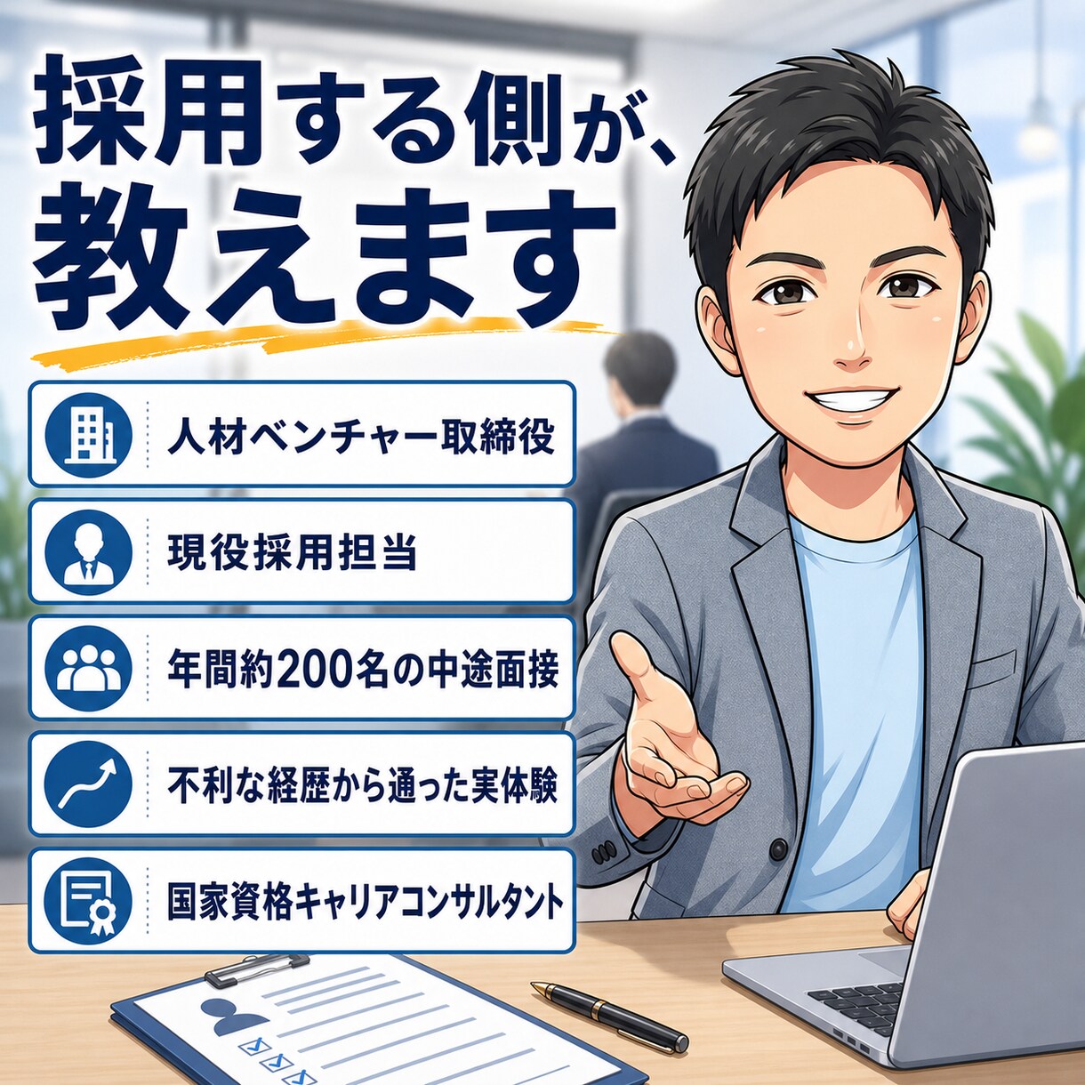 現役採用担当が転職面接を3回で仕上げます 軸整理→深掘り対策→本番想定の3回で、通る面接に仕上げます イメージ6