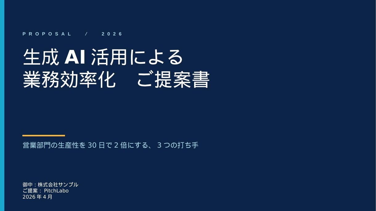 現役営業×AIでBtoB提案資料を制作します 現役営業×AIで、受注に繋がる提案資料を48時間で制作 イメージ1