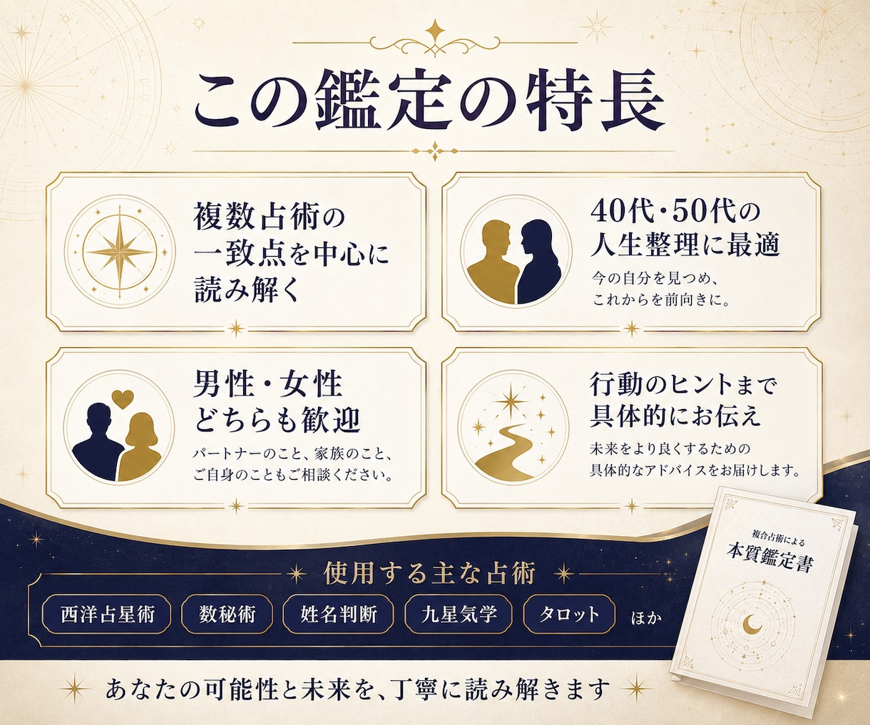複数占術で本質と今後3年を詳しく鑑定します 40代・50代の人生後半に。強みと今後3年をPDFで整理 イメージ2