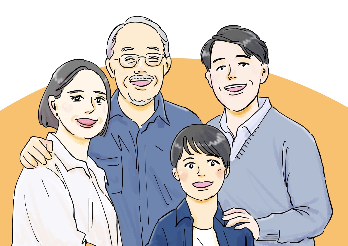 母の日や還暦のお祝いに！可愛い家族イラスト描きます 別々のお写真からOK♪大切な人へ特別な記念品を贈りませんか？ イメージ2