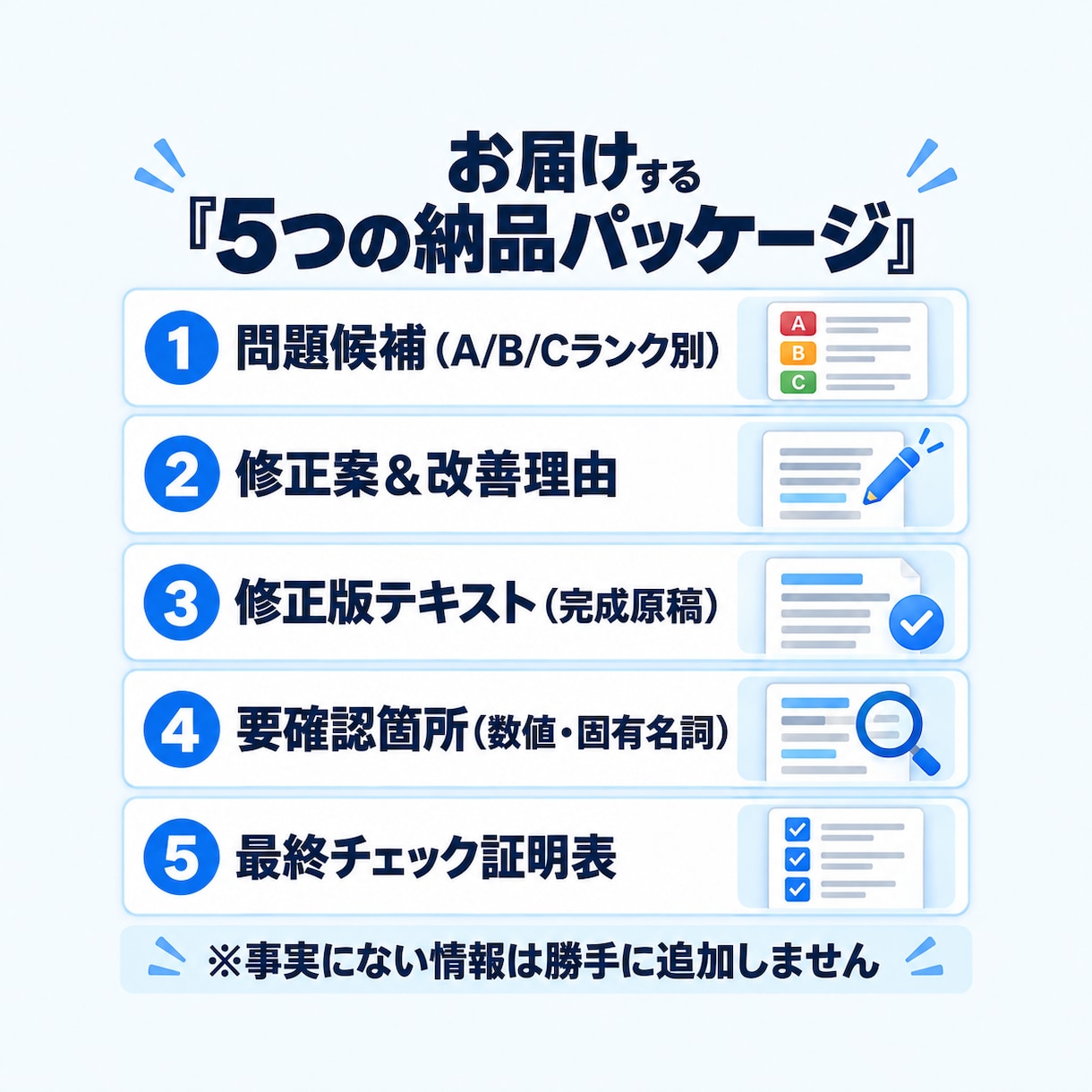 納品直前の文章チェック！表記揺れや誤字を校正します 修正指示をなくしたい方へ！表記揺れ・文末重複・語尾を一括調整 イメージ2