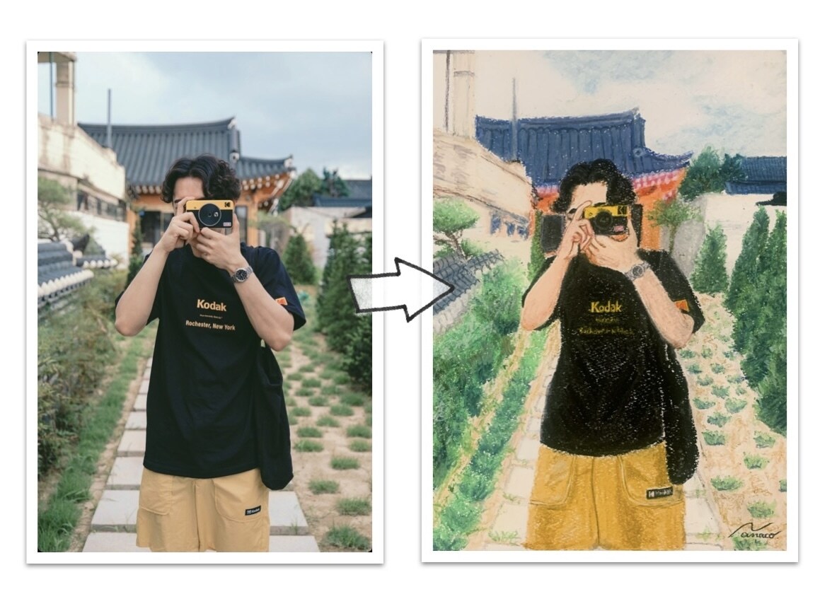 思い出の写真をクレパスで描きます 【オーダー制作】ウェルカムボードやお洒落なインテリアにも◎ イメージ3