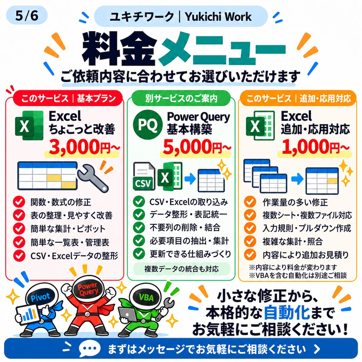Excelのちょこっと改善をお手伝いします 小さな修正からExcelのお悩み相談まで対応 イメージ5