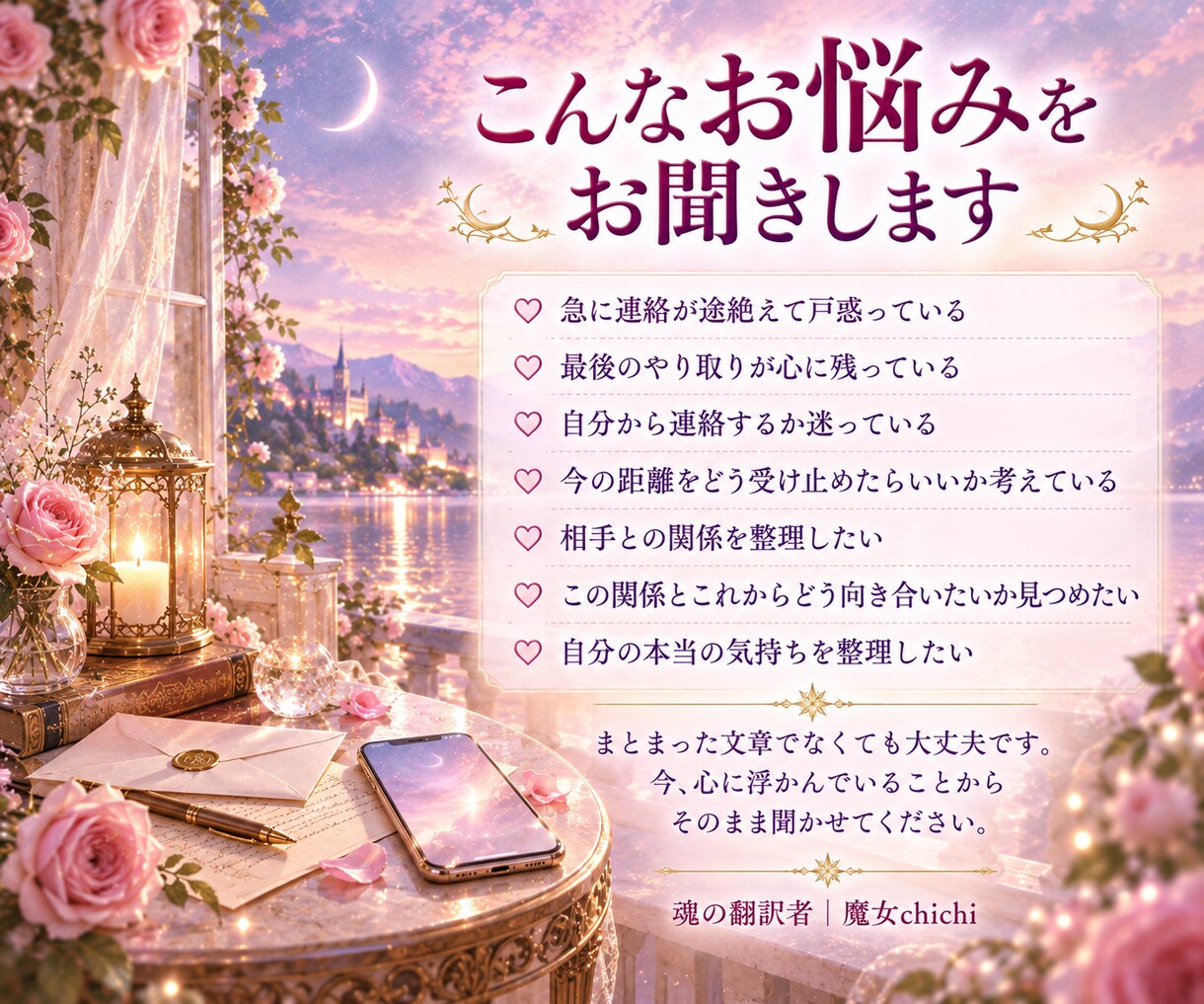 音信不通のあの人の気持ちを霊視で読み解きます 連絡が途絶えた理由と、ふたりの今を丁寧に読み解きます イメージ3