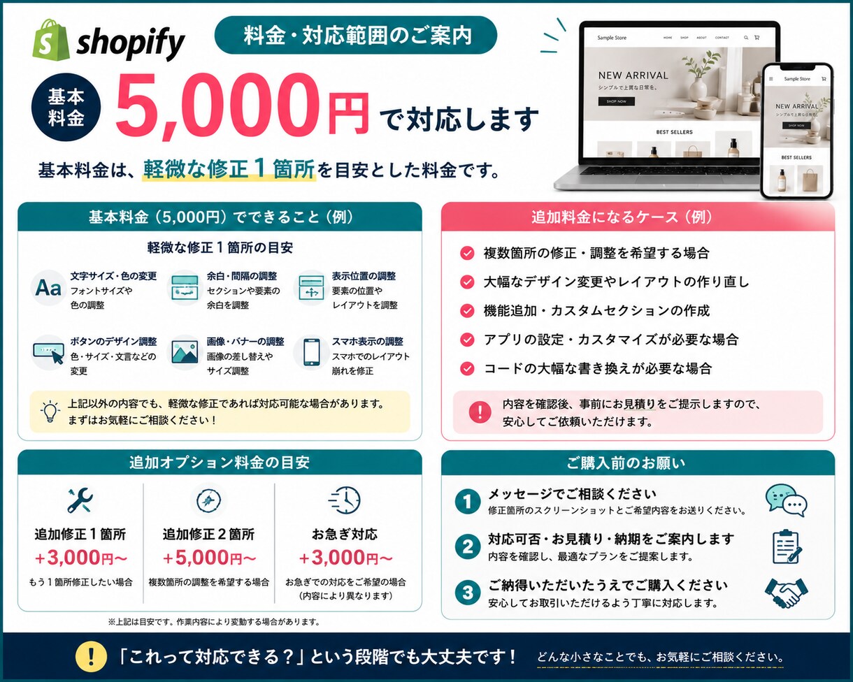 Shopifyの修正・カスタマイズをします Shopifyの小さな修正から丁寧に対応 イメージ3