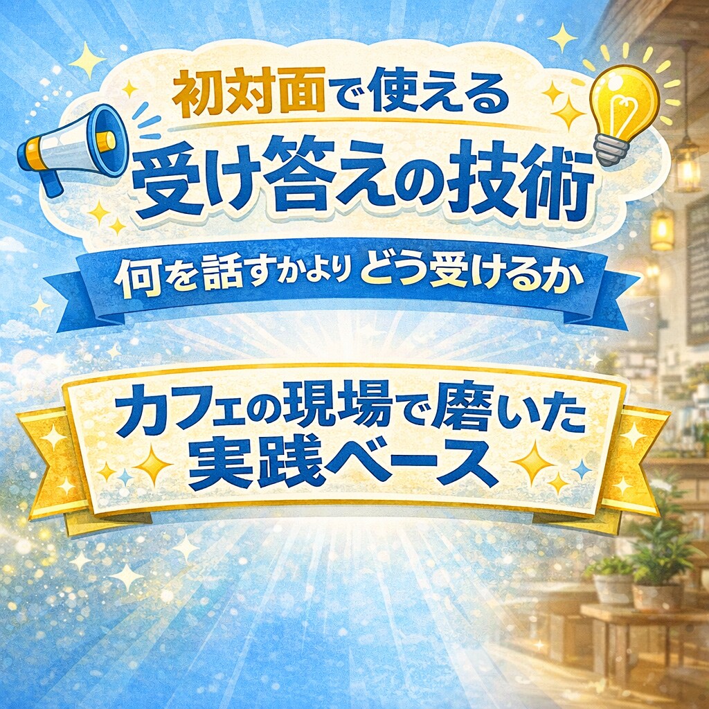 初対面で使える受け答えの技術、教えます 初対面で使える、受け答えの技術を実践ベースでお伝えします。 イメージ1