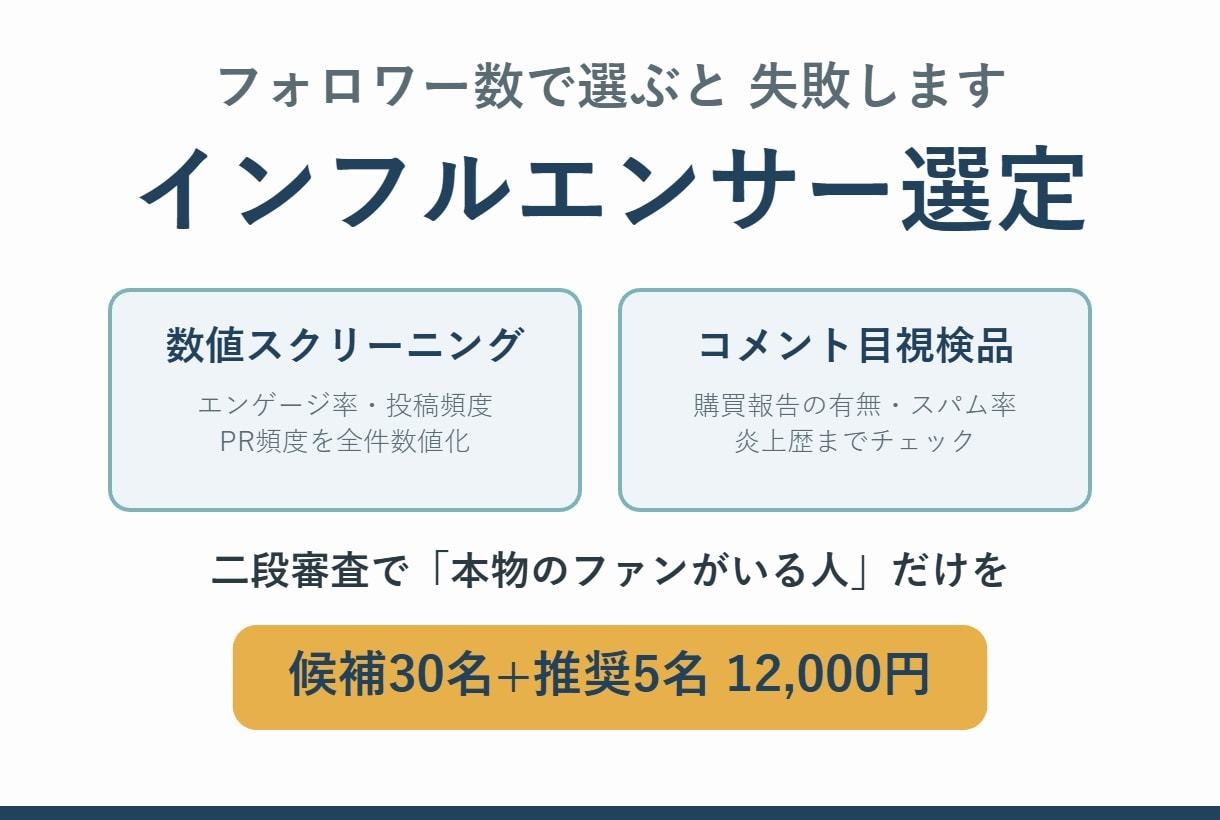 数値と目視でインフルエンサーを選定します エンゲージ実数×コメント検品で本物のファンがいる人を イメージ1