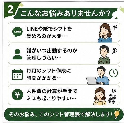飲食店向けシフト管理表を作成します シフト管理自動化Googleフォーム連携シフト表作成します イメージ2