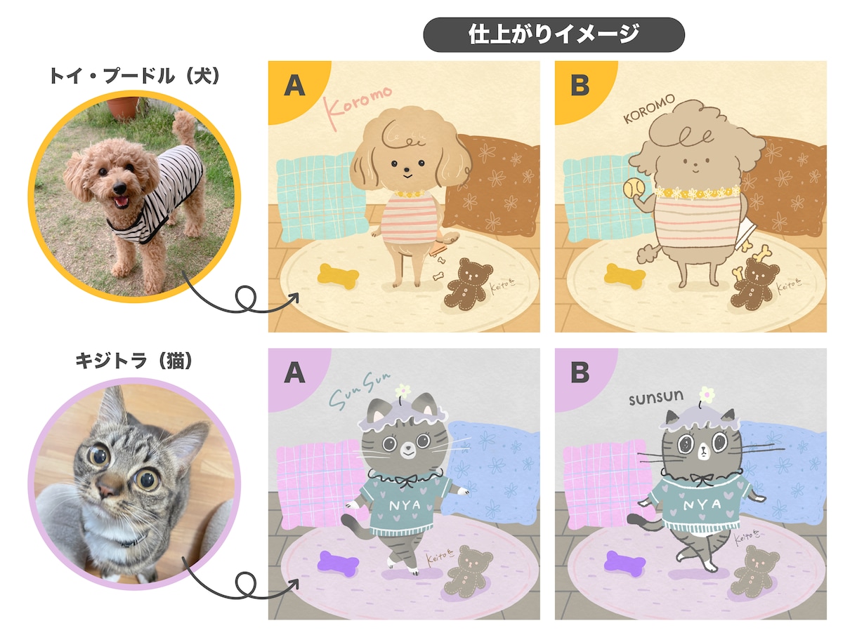 犬猫限定｜うちの子イラスト描きます うちの子をデフォルメした「オリジナルイラスト」を作成！ イメージ2
