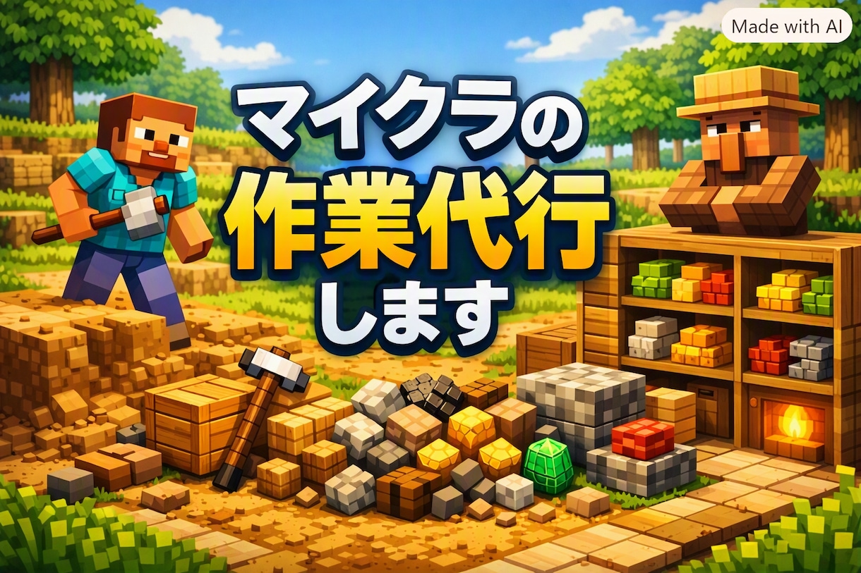 作業代行 マイクラ統合版のサバイバル作業代行します 統合版で効率化したい、という方のために、お手伝いします！ イメージ1